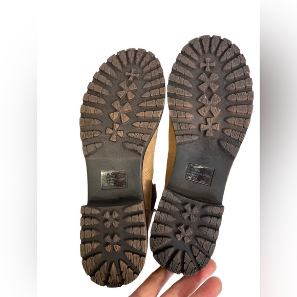 Jelly POP Tania Hiking Boots Tan Vegan Suede Lace Up Low Heel Size 10 New - Picture 10 of 11